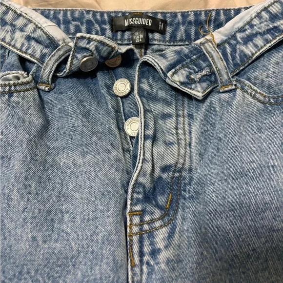 Missguided jeans Women's Blue Fold Over Straight Leg Jean size 4 - Picture 2 of 8